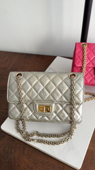 Chanel Silver Aged Leather Mini 2.55 Reissue Flap Bag