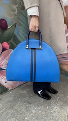 Hermes Vintage 1994 Gobi Blue Leather Hand Luggage Overnight Bag