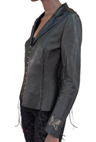 Roberto Cavalli 2003 Black Leather Corset Jacket - L / US 6-8