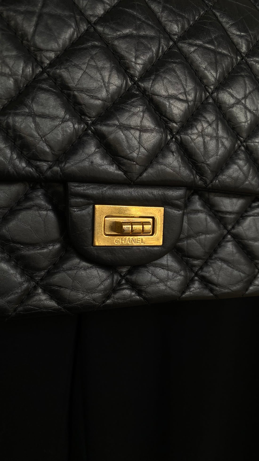 Chanel Black Aged Calfskin 2.55 Reissue 277 Double Flap GHW