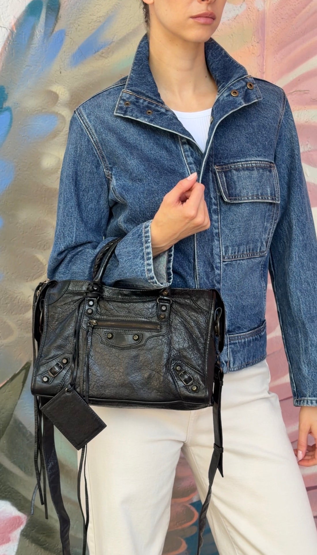 Balenciaga Arena Lambskin Classic City Small Moto Bag