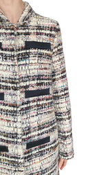 Giambattista Valli Ivory & Pink Faux Pocket Tweed Coat - 44 / US 8