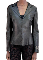Roberto Cavalli 2003 Black Leather Corset Jacket - L / US 6-8