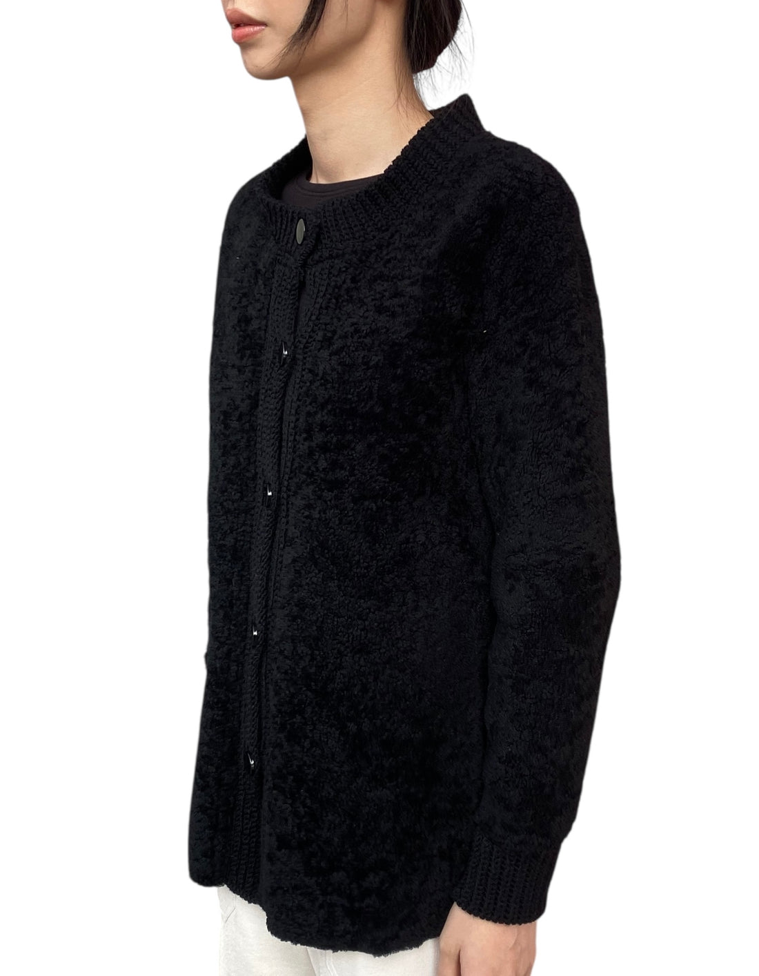 M Missoni Black Shearling Cardigan - 40 / US 6