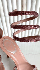René Caovilla Nude Cleo Strass Crystal Wrap Around Sandals - 37 / 37.5