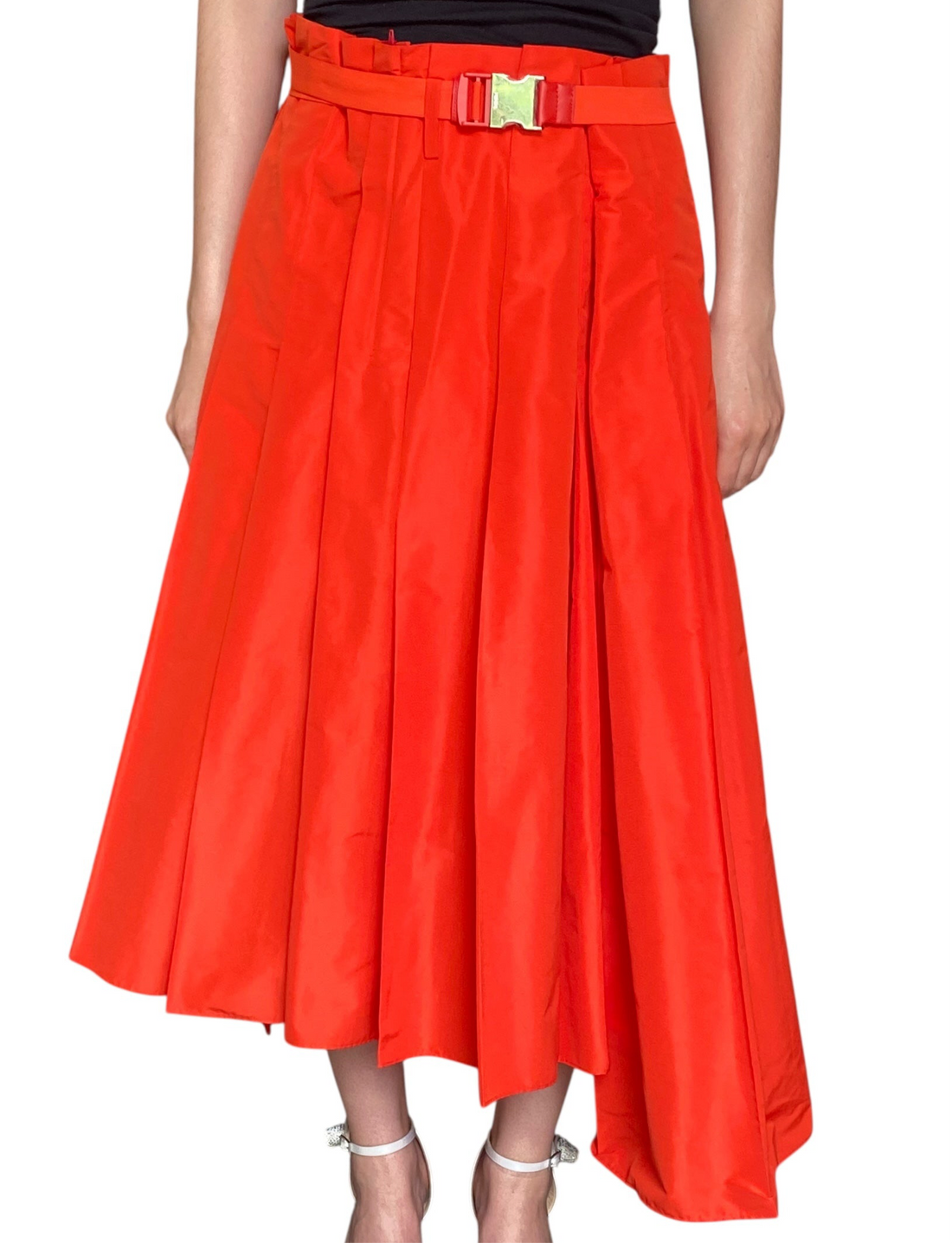 Fendi Orange Pleated Wrap Skirt - 40