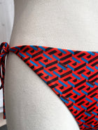 Versace Orange Logo Print Bikini Set