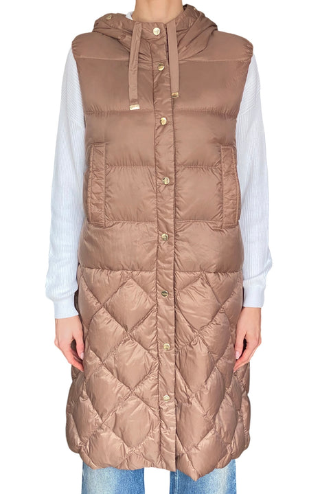 Max Mara The Cube Camel Long Down Quilted Vest - IT 40 / US 6