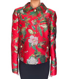 Dolce & Gabbana Red Jacquard Floral Embroidered Jacket - 48 / US 12