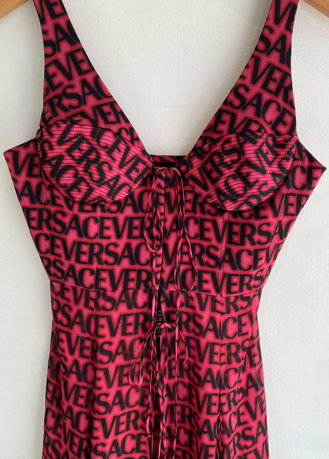 Versace Logo Chiffon Cocktail Dress