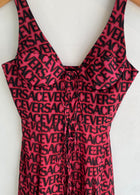 Versace Logo Chiffon Cocktail Dress