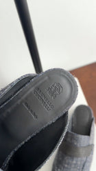 Brunello Cucinelli Denim Monili Bead Flat Slipper Mules - 38.5 / 8