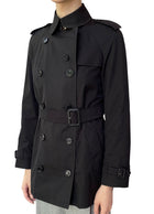 Burberry Black Short Kensington Heritage Trench Coat - US 4