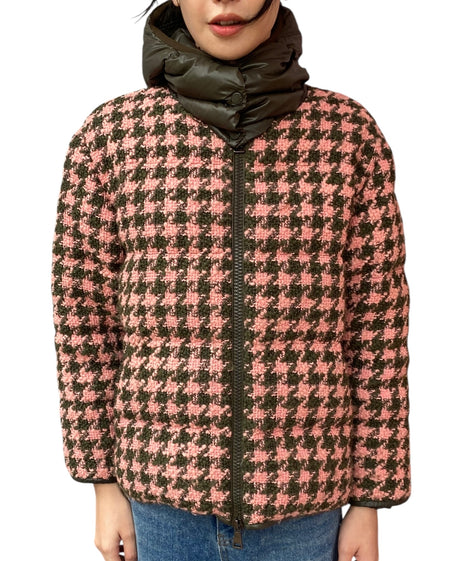 Moncler Pink Chevril Houndstooth Puffer Jacket - 1 / S-M