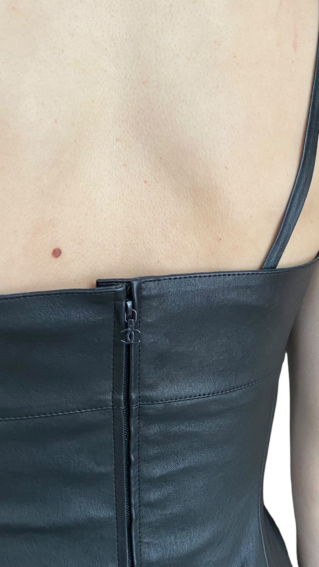 Chanel Vintage Black Lambskin Leather Bustier Top - 38 / US 2-4