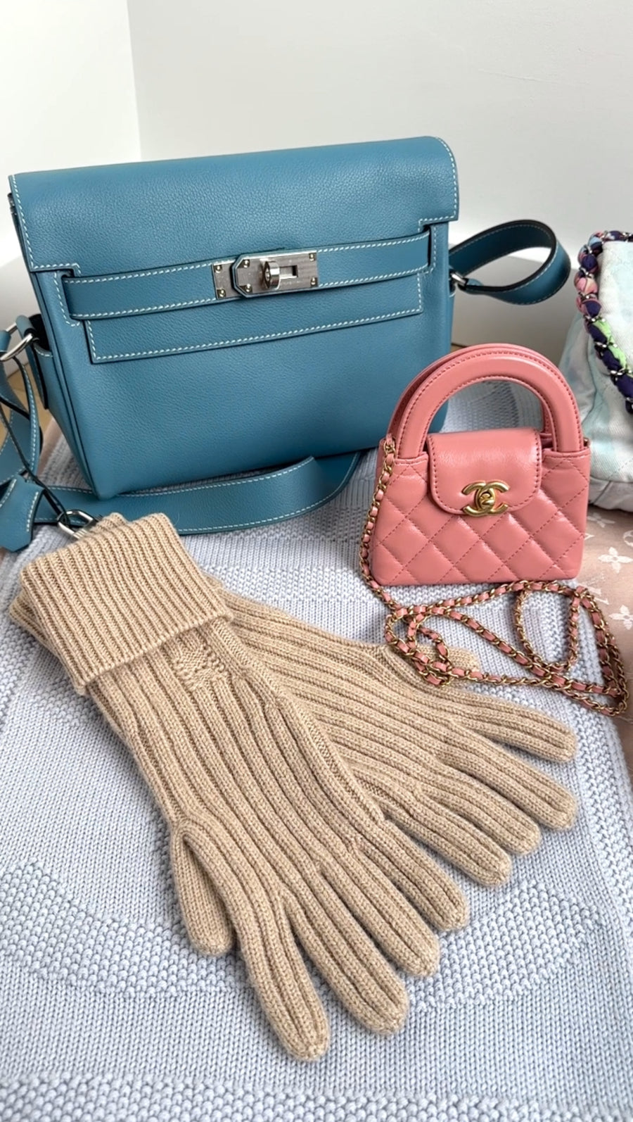 Chanel flamingo Pink Nano Kelly Shopping Bag Crossbody Chain