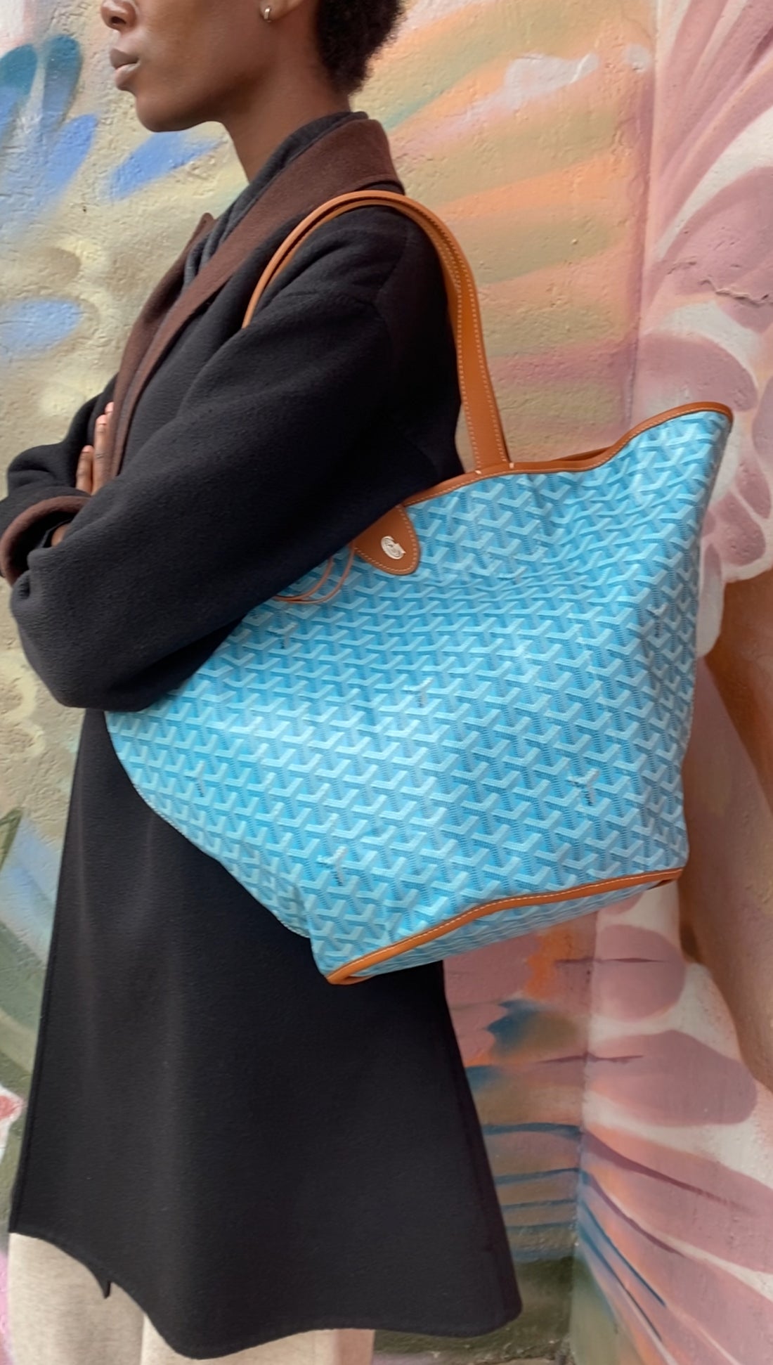 Goyard 2025 Turquoise and Tan Linen Canvas Reversible Balhaera Tote