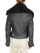 Diesel Black Replay Shearling Moto Jacket - XS / S