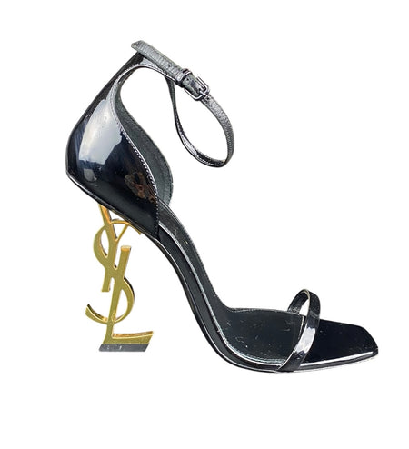 Saint Laurent Black Patent Opyum Sandals - 37