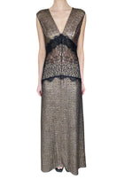 Miau by Clara Rotescu Copper Metallic & Black Lace Sleeveless Gown - 42 / US 4-6