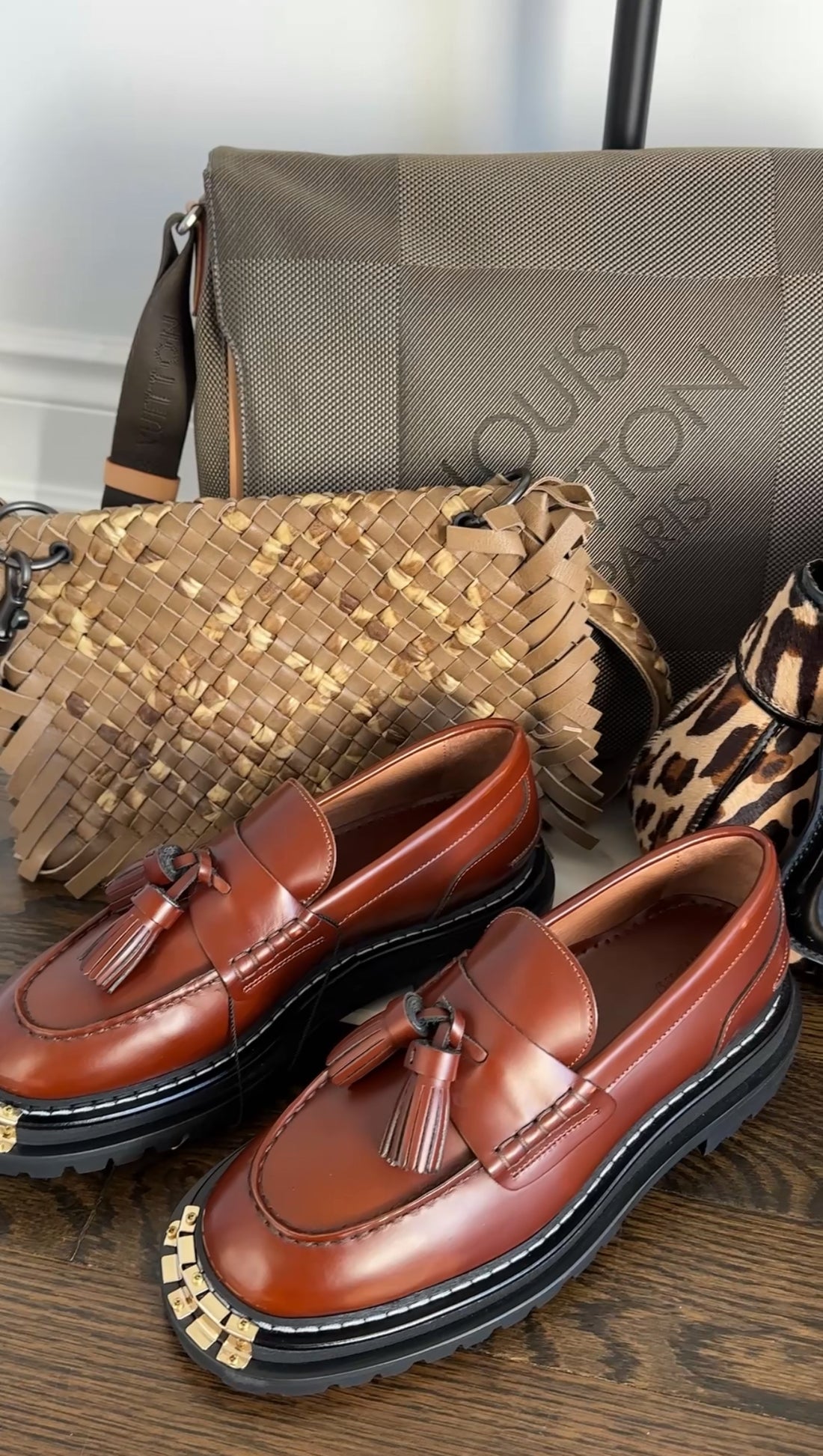 Sandro Cordovan Tassel Chunky Loafers with Metal Toe - 39