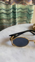 Gianni Versace Gold Black 90s Vintage Medusa Head Round Sunglasses MOD.S65