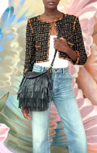 Saint Laurent Black Fringed Leather Emmanuel Hobo Shoulder Bag