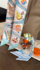 Hermes Silk Twilly - Funny Ice Cream - White Blue