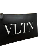 Valentino Black Leather VLTN Flat Pouch