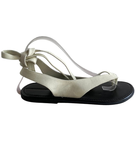 The Row Cream Ivory Nubuck Ankle Tie Beach Sandals - 37