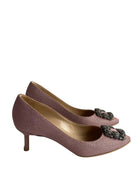 Manolo Blahnik Pink Hangisi Glitter Heel - 38