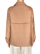 Herno Tan Silk Raglan Long Sleeve Shirt Jacket - US 8-10