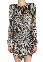 Alexandre Vauthier Crystal Buckle Animal Printed Mini Dress - IT 36 / US 2