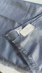 Brunello Cucinelli Steel Blue Grey Cashmere Blend Shimmer Shawl Scarf