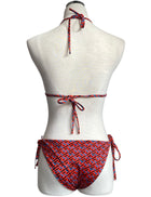 Versace Orange Logo Print Bikini Set