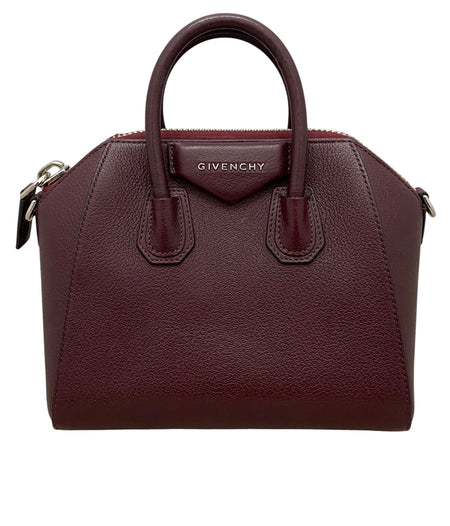 Givenchy Burgundy Grained Calfskin Mini Antigona Two Way Bag