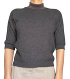 Brunello Cucinelli Monili Cashmere Ribbed Turtleneck Top - M