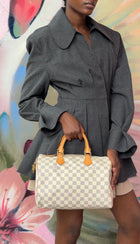 Louis Vuitton Grey White Damier Azur Coated Canvas Speedy 30 Boston Bag