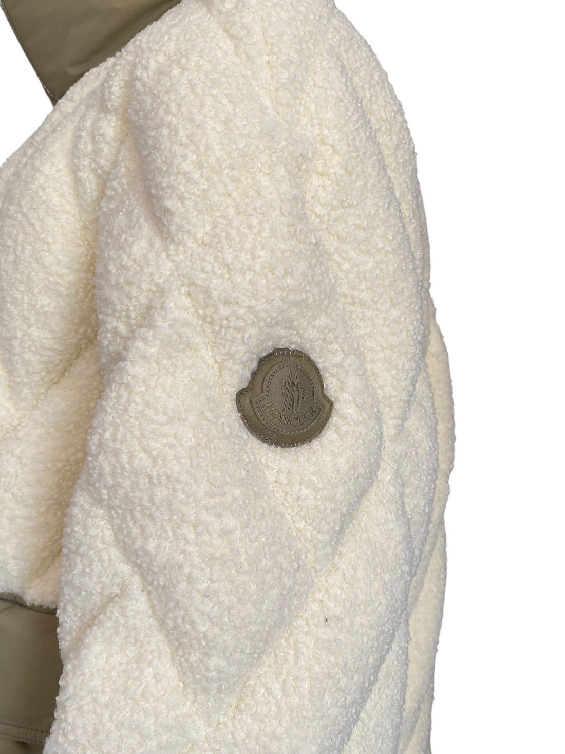 Moncler Ivory & Green Jonquille Quilted Bouclé Jacket - 2 / M