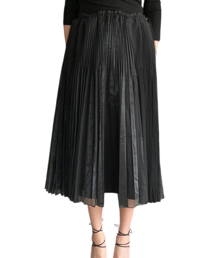 Fendi Black Pleated Drawstring Midi Skirt - US 8
