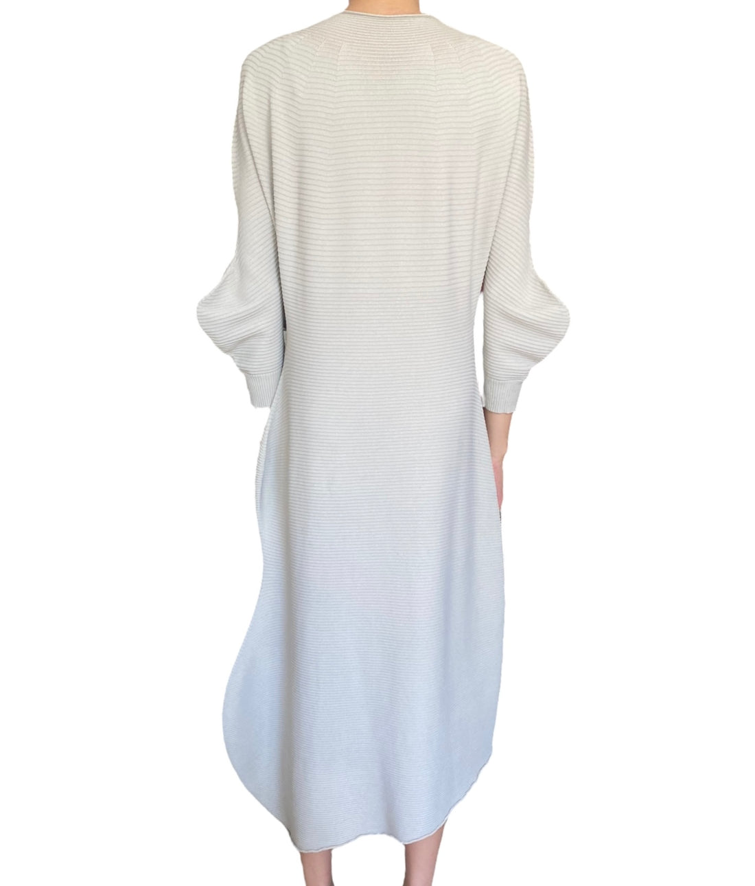 Issey Miyake Grey Knit Ribbed Sweater Maxi Dress - JP 2