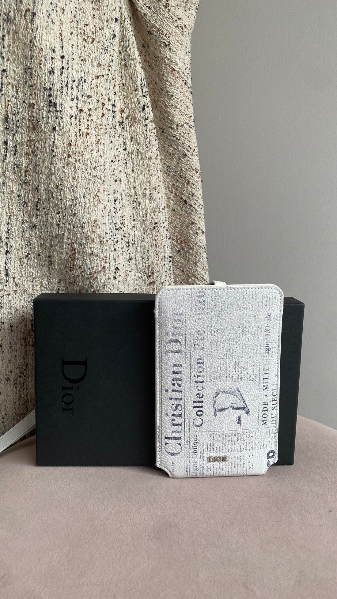 Dior x Daniel Arsham Homme SS20 Newsprint Grained Calfskin Phone Pouch