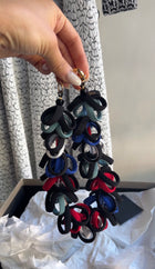 Giorgio Armani Black Red White Blue Glass Bead Fabric Looped Statement Necklace