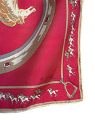 Emilio Pucci Red Vintage Horses Print Silk Scarf 90cm