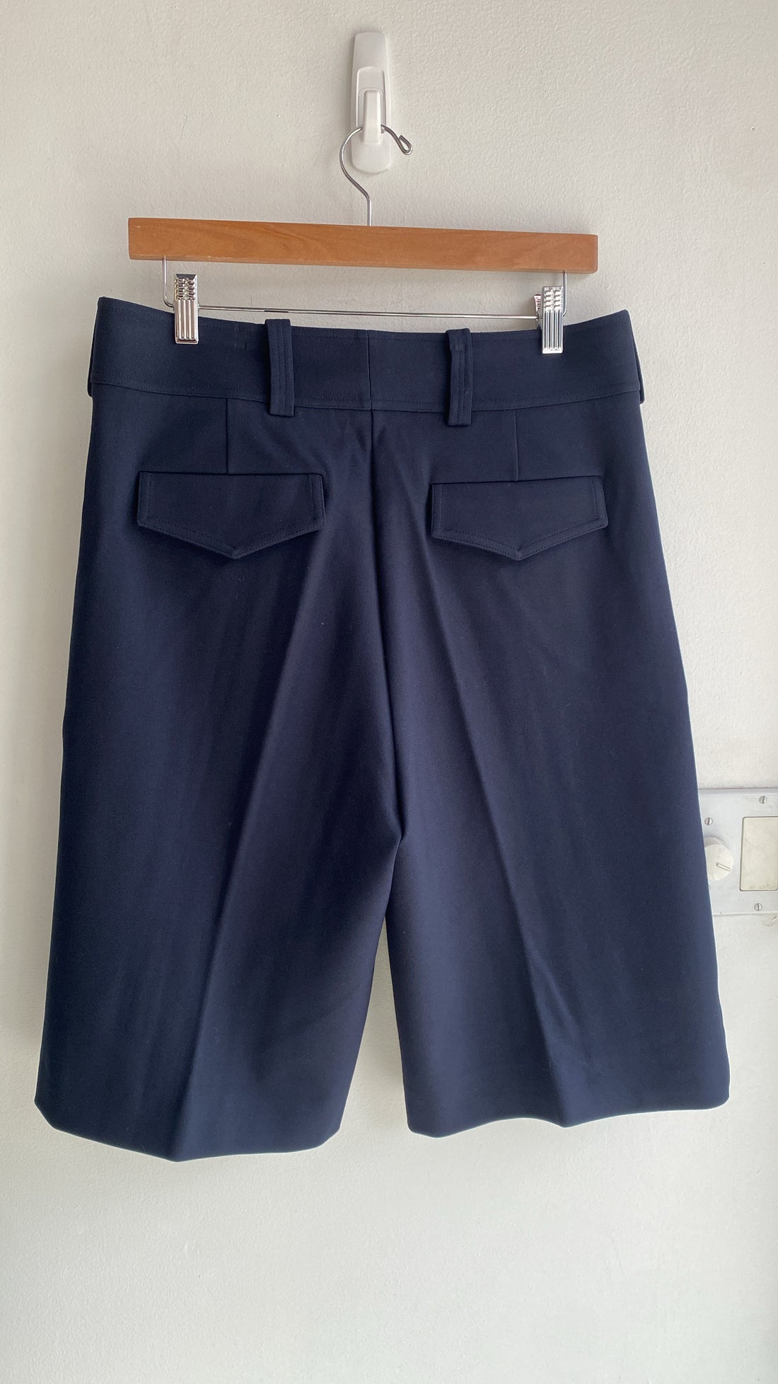 Victoria Beckham Navy Pleated Shorts