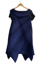 Issey Miyake Blue Diagonal Draped Pleated Dress