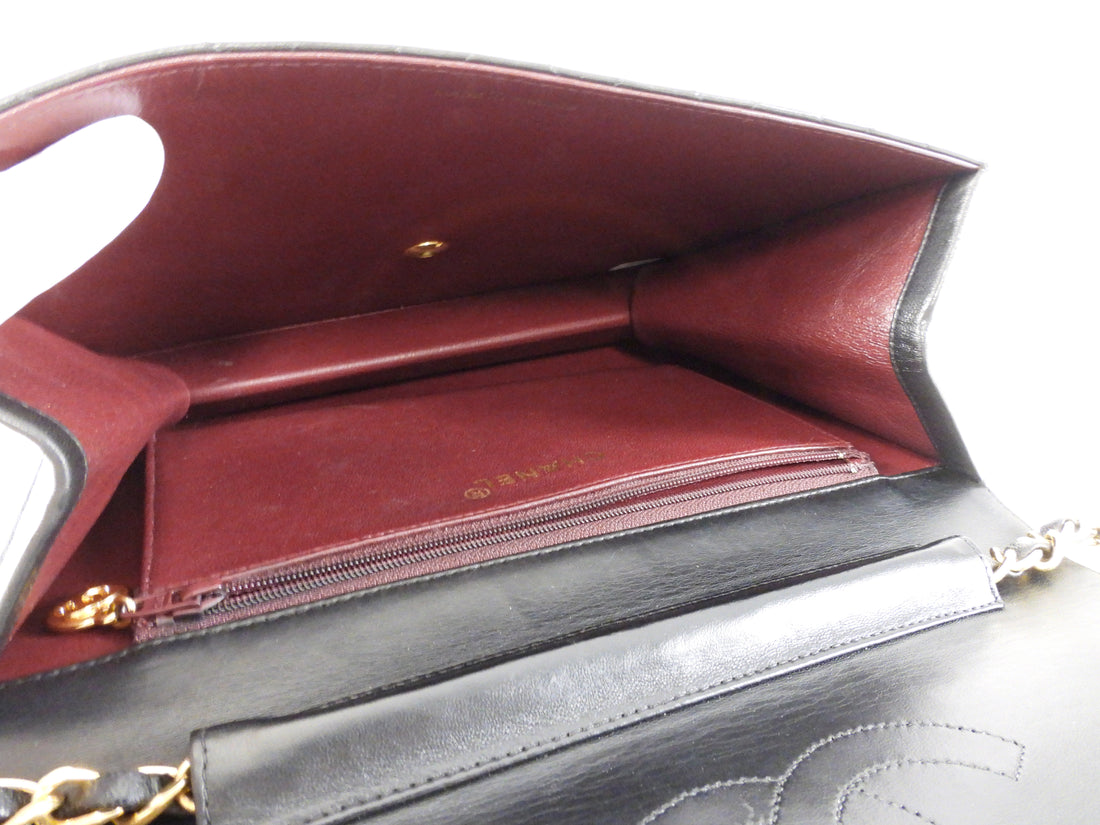 Chanel Black Vintage 1997 Quilted Leather Half Flap Push Lock Bag
