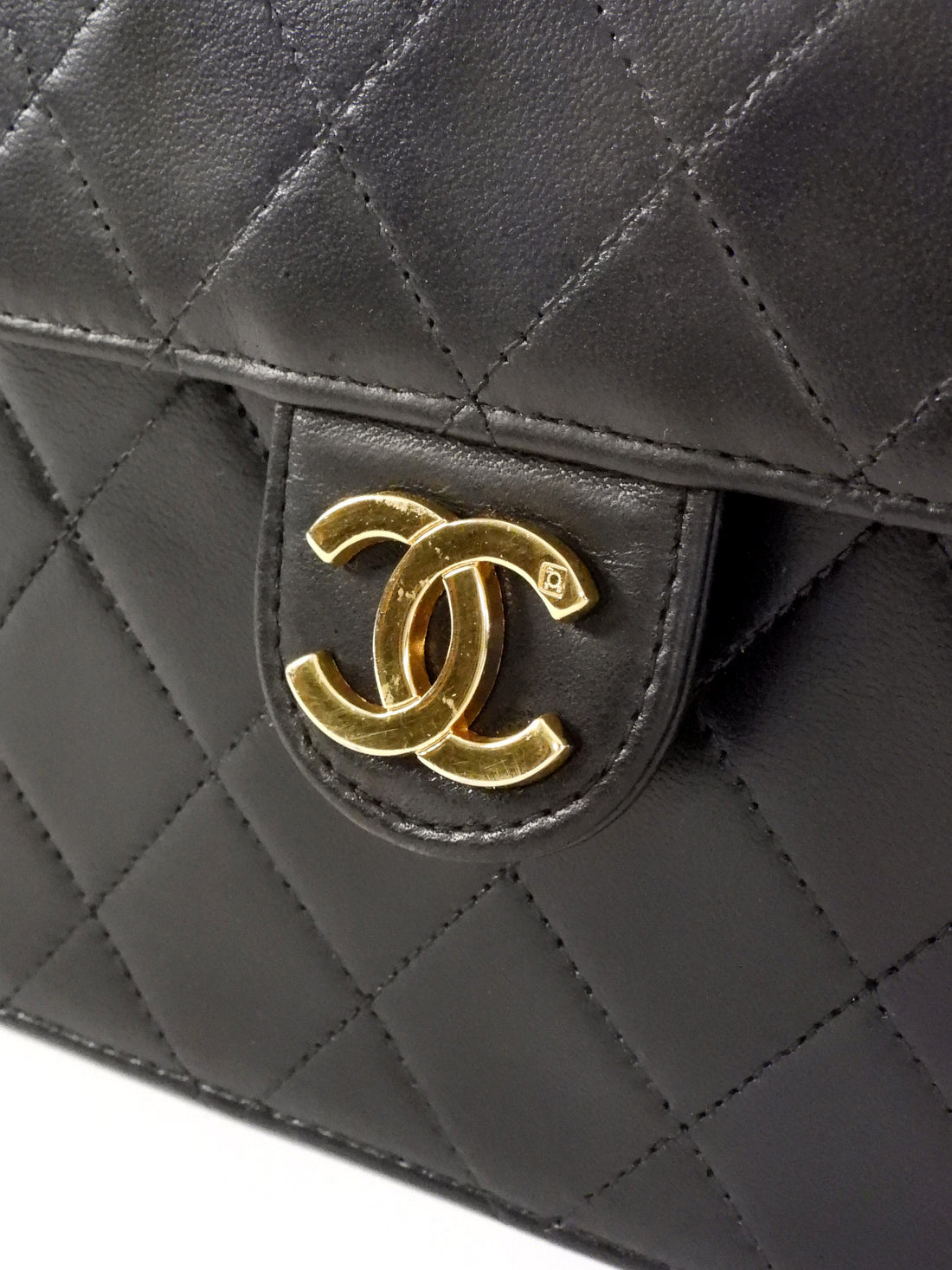 Chanel Black Vintage 1997 Quilted Leather Half Flap Push Lock Bag