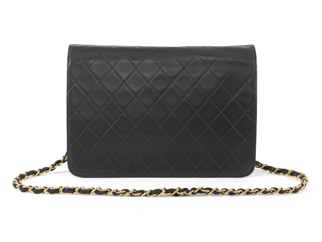 Chanel Black Vintage 1997 Quilted Leather Half Flap Push Lock Bag