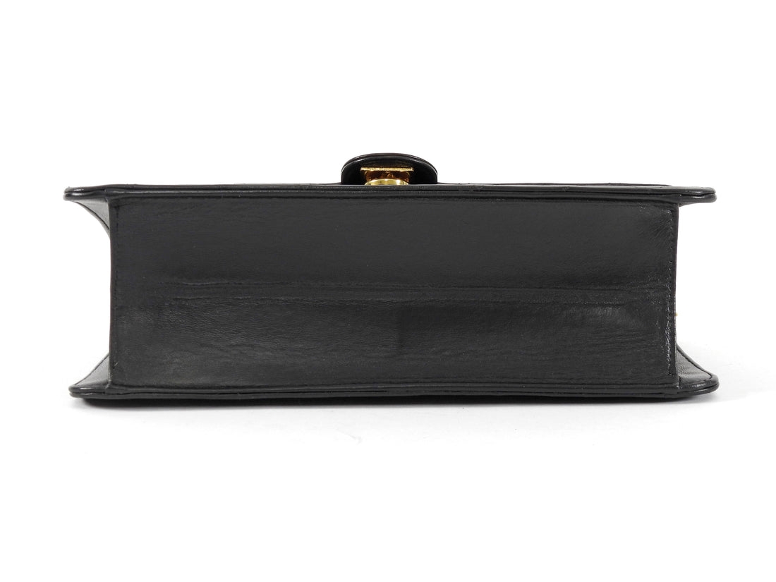 Chanel Black Vintage 1997 Quilted Leather Half Flap Push Lock Bag